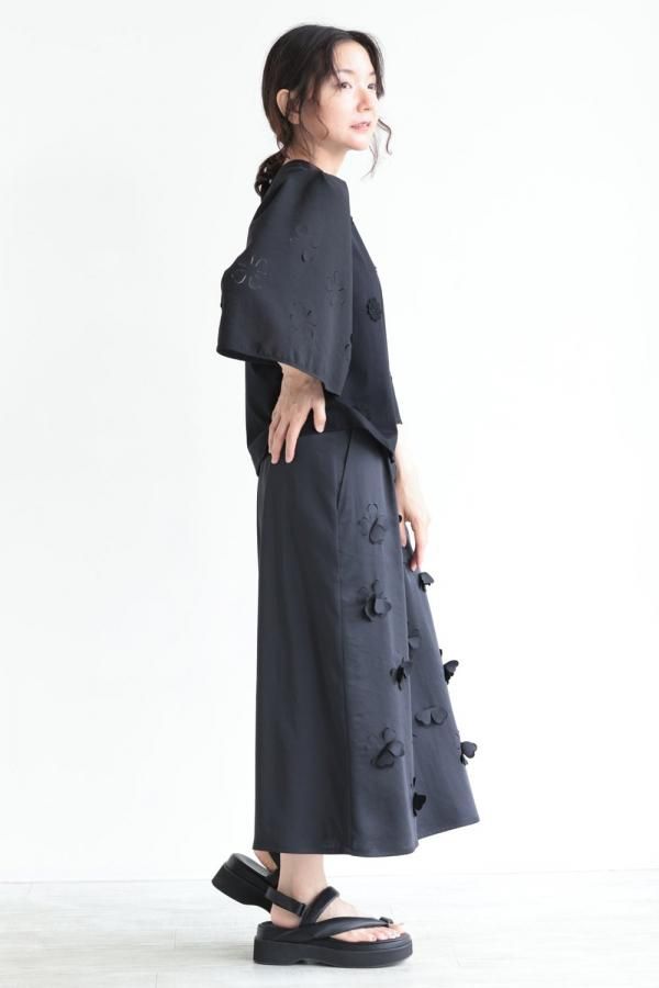 MUVEIL(ミュベール) フラワーカットTシャツ black - YAMAROKU
