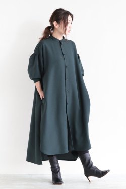 SIWALY fluid(꡼ե륤) Stand Collar Long Shirt  green