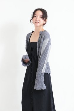 Mame Kurogouchi(ޥ) Openwork Pattern Knitted Cardigan  GREY