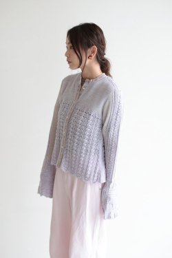 Mame Kurogouchi(ޥ) Openwork Pattern Knitted Cardigan  PURPLE