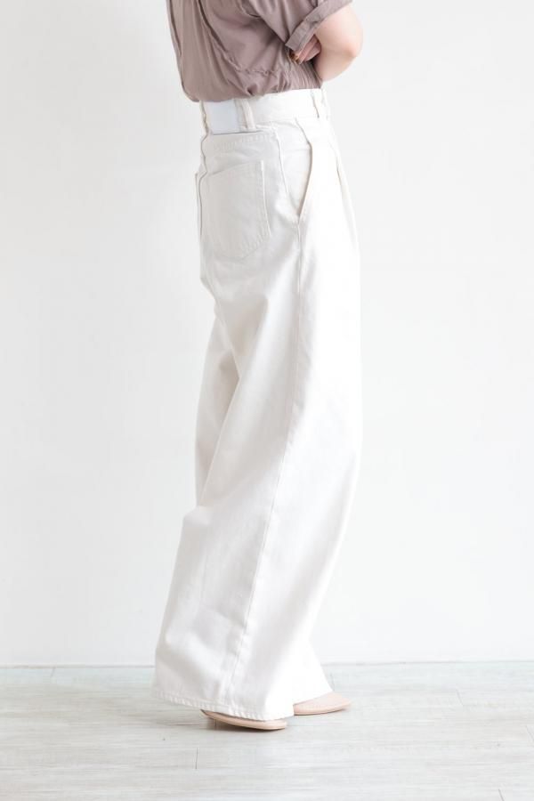 MACPHEE　コットンリネンタックワイドパンツ　34 コットンリネンツイル ワンタックワイドパンツ