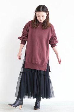 unfil(ե) vintage cotton fleece side zip oversized sweatshirt  burgundy