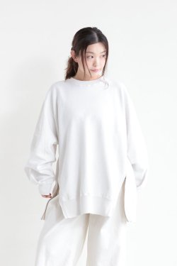 unfil(ե) vintage cotton fleece side zip oversized sweatshirt  old white