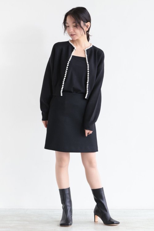 BORDERS at BALCONY(ボーダーズアットバルコニー) PEARL KNIT CARDIGAN BLACK -  YAMAROKU（ヤマロク） オンラインストア