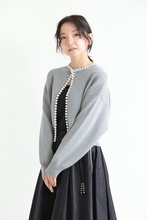 BORDERS at BALCONY(ボーダーズアットバルコニー) PEARL KNIT CARDIGAN GREY - YAMAROKU（ヤマロク）  オンラインストア