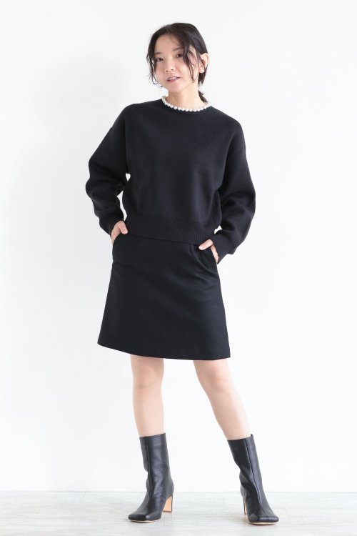 BORDERS at BALCONY(ボーダーズアットバルコニー) PEARL KNIT PULLOVER BLACK -  YAMAROKU（ヤマロク） オンラインストア