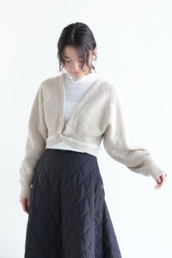 unfil(ե) superfine lambs & chenille ribbed-knit cropped cardigan  light beige