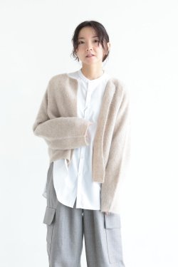 unfil(ե) stretch superkid mohair short cardigan  beige