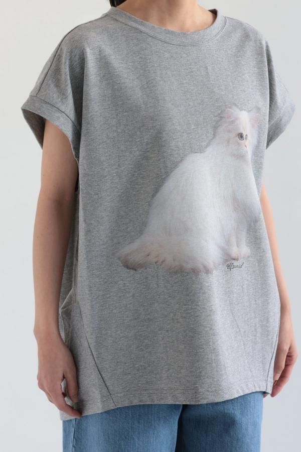 【新品、未使用】ミュベール 猫Tシャツ! MUVEIL(ミュベール) ネコプリントTシャツ black - YAMAROKU