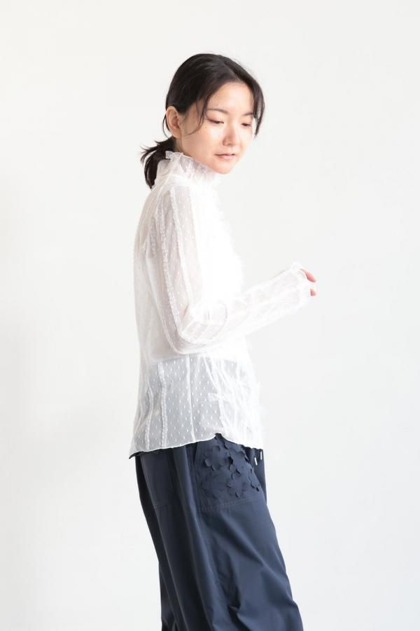 《今期新作》ミュベール　チュールリボンロングスリーブカットソー MUVEIL(ミュベール) チュールリボンロングスリーブカットソー