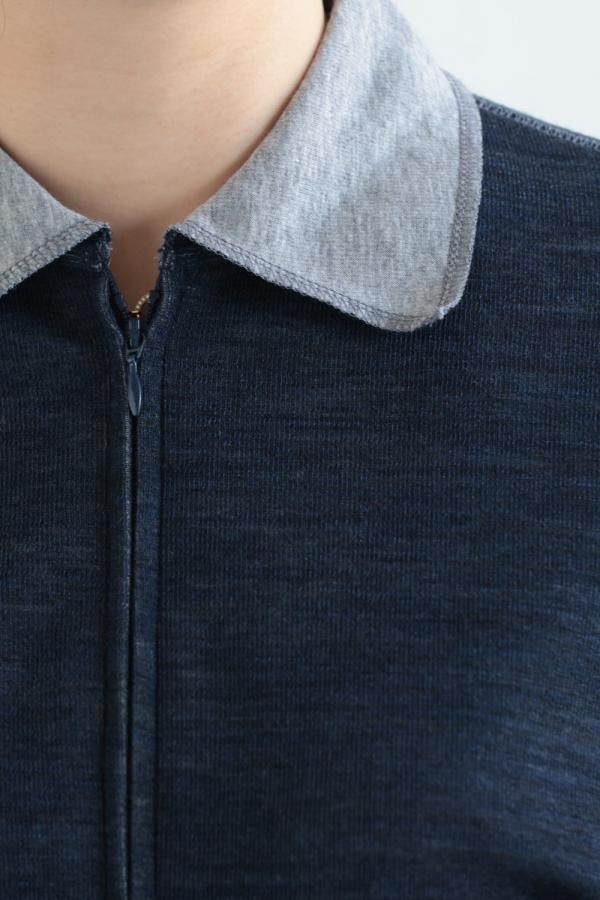 Mame Kurogouchi(マメ) Wool Reversible-Jersey Top NAVY