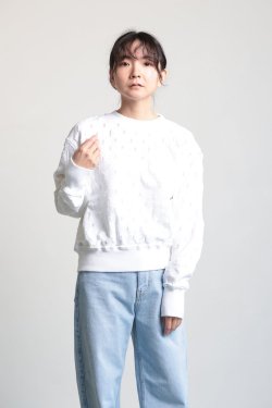 unfil(ե) ripped-mesh cotton terry sweatshirt  white