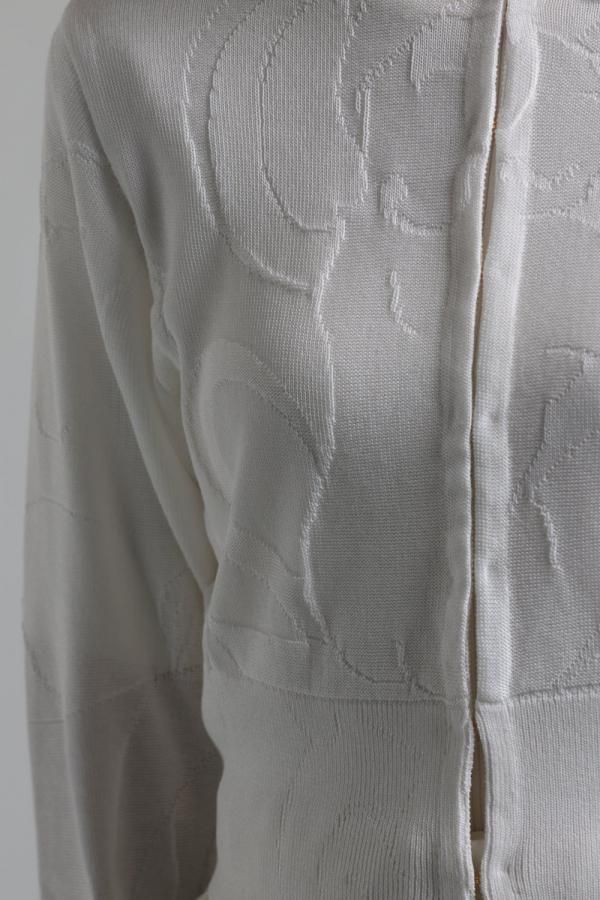 Floral Motif Chunky Knitted Cardigan(1 WHITE): Mame