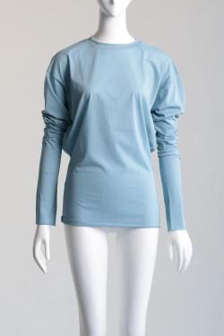 unfil(ե) twisted cotton sheer jersey long sleeve Tee  light blue