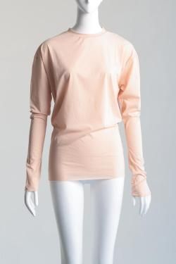 unfil(ե) twisted cotton sheer jersey long sleeve Tee  light peach