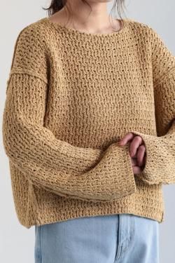 unfil(ե) double honeycomb mesh sweater  raffia beige