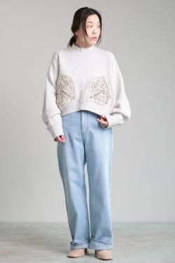 Mame Kurogouchi(ޥ) Cording Embroidery Cropped Sweatshirt  ECRU
