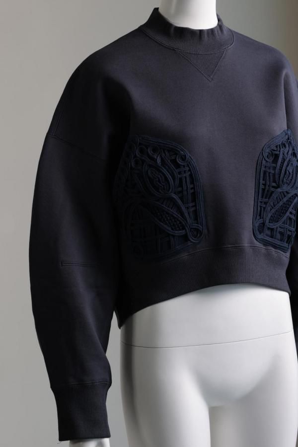 Mame Kurogouchi(マメ) Cording Embroidery Cropped Sweatshirt