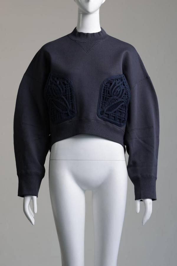 トップス Cording Embroidery Cropped Sweatshirt Cording Embroidery Cropped Sweatshirt