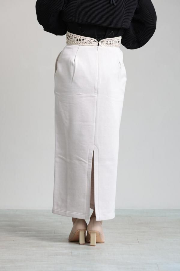 Mame Kurogouchi(マメ) Cording Embroidery Sweat Skirt ECRU