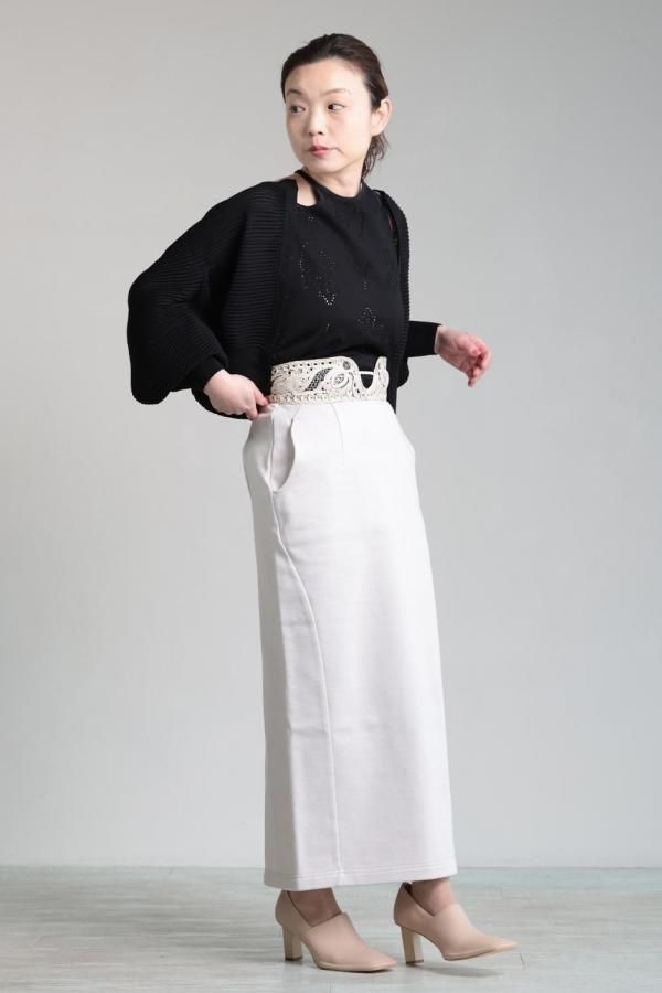 Mame Kurogouchi(マメ) Cording Embroidery Sweat Skirt ECRU