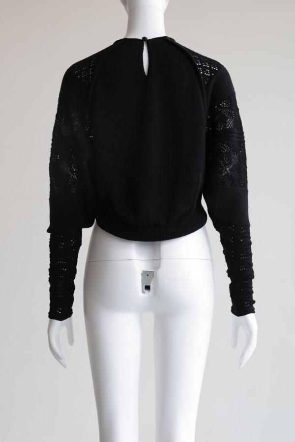 Mame Kurogouchi(マメ) Lace Knitted Top BLACK - YAMAROKU