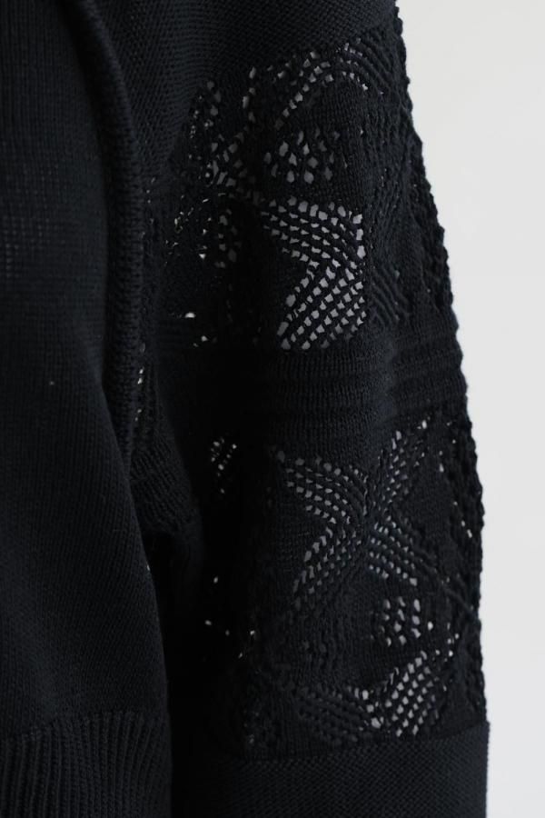 トップス Mame BlackSpotsPatternKnittedCroppedTop Mame Kurogouchi(マメ) Lace Knitted Top BLACK - YAMAROKU