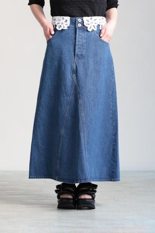 ワンピなど最旬ア！ MUVEIL(ミュベール) MUVEIL×Dickies blue コラボデニムスカート スカート