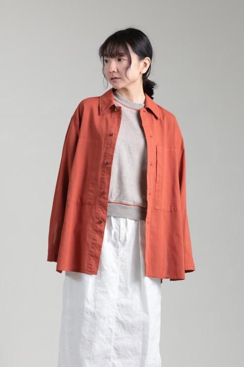 ジャケット・アウター unfil egyptian cotton panama shirtjacket unfil(アンフィル) egyptian cotton panama shirt jacket brick
