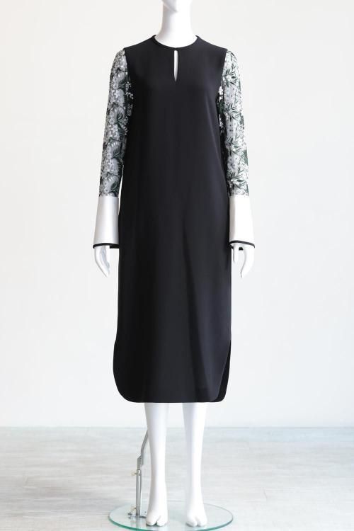 Mame Kurogouchi(マメ) BackSatin Crepe Georgette Embroidered