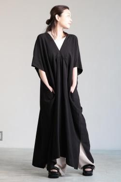 SIWALY fluid(꡼ե륤) V-neck One-piece  black