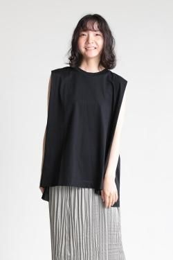 ADAWAS(凉) COMPACT COTTON JERSEY SLEEVELESS TOP  BLACK