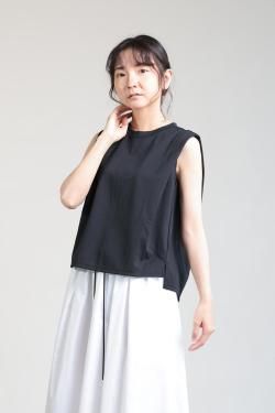 CEaRET FROM araara(シーレット) Sleeveless Short T-shirt  black