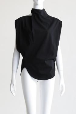 Mame Kurogouchi(ޥ) Cotton Jersey Asymmetry Top  BLACK