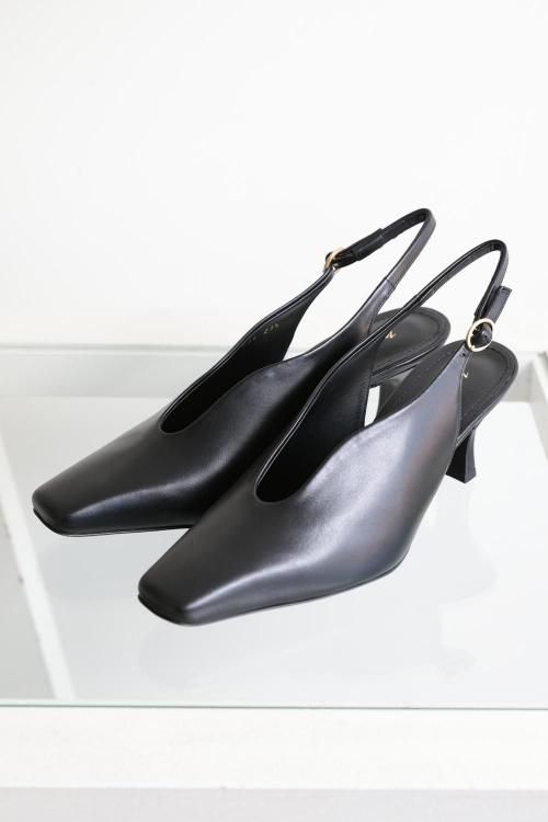 Mame Kurogouchi(マメ) Curved Line Sling Back Heels - YAMAROKU