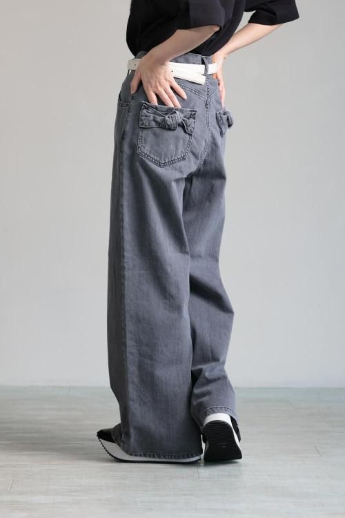MUVEIL(ミュベール) リボンデニムパンツ - YAMAROKU（ヤマロク