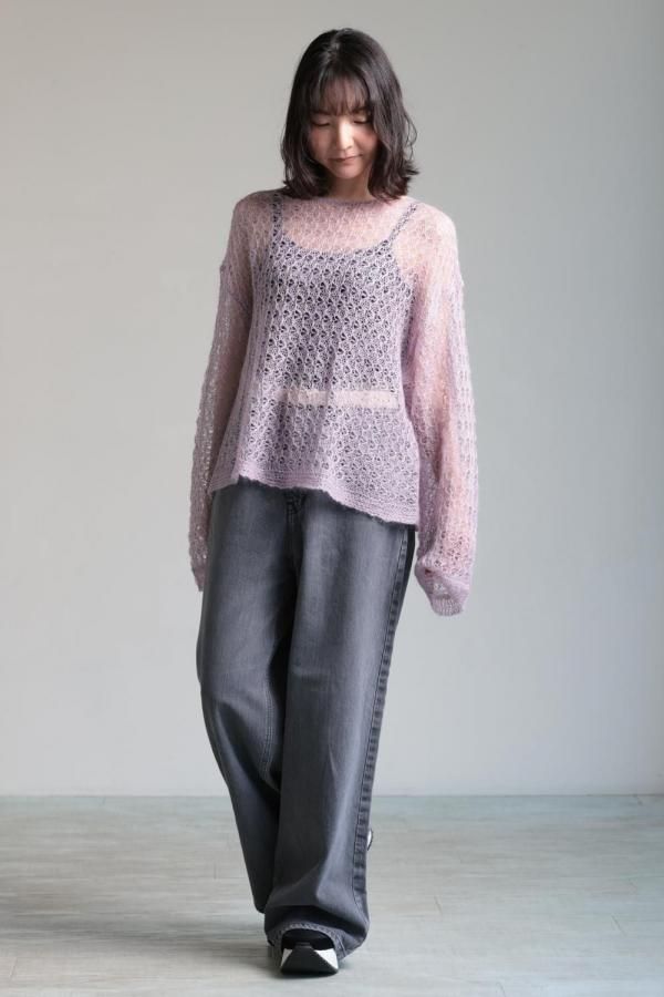 ＊handmade＊no.102→在庫わずか ADAWAS(アダワス) OPEN-KNIT MOHAIR TOP - YAMAROKU（ヤマロク