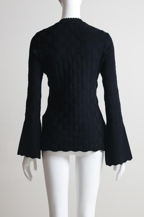 Mame Kurogouchi(マメ) Links Stitch Knitted Cardigan BLACK