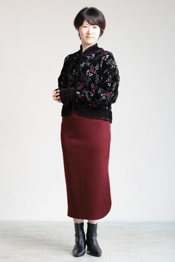 Mame Kurogouchi(マメ) Floral Motif Chenille Knitted Cardigan BLACK
