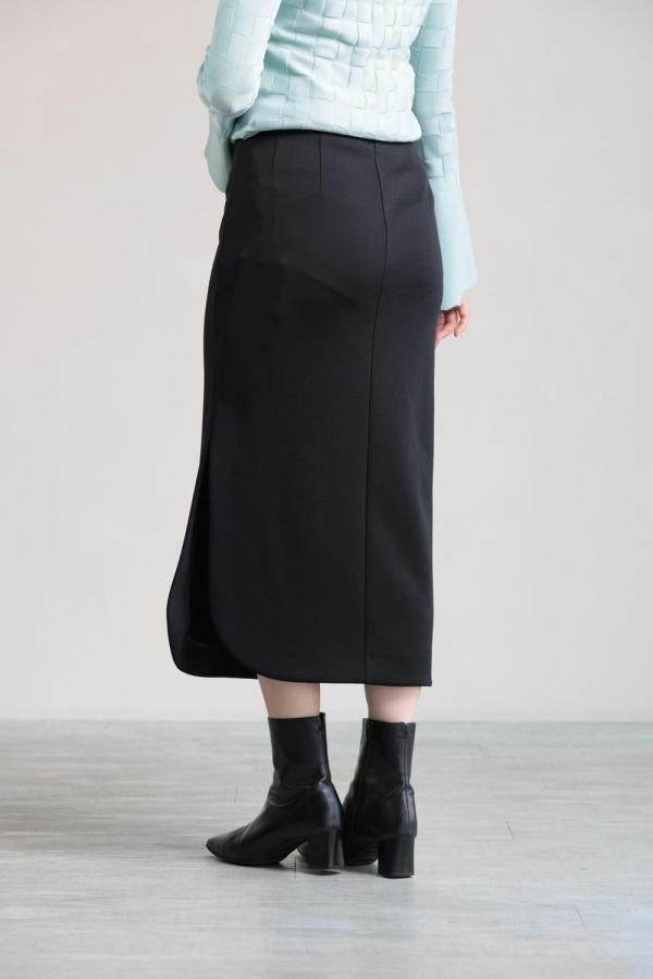 Mame Kurogouchi(マメ) Double Jersey Asymmetric Skirt BLACK