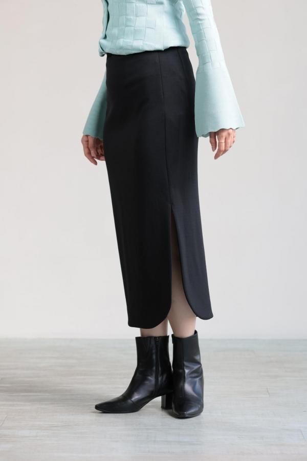 Mame Kurogouchi(マメ) Double Jersey Asymmetric Skirt BLACK