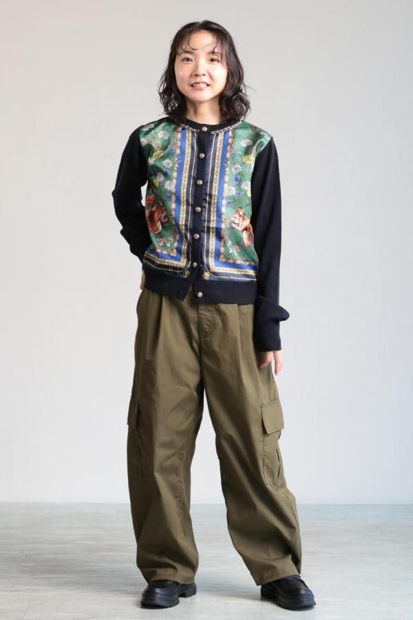 MUVEIL(ミュベール) スカーフ柄カーディガン - YAMAROKU