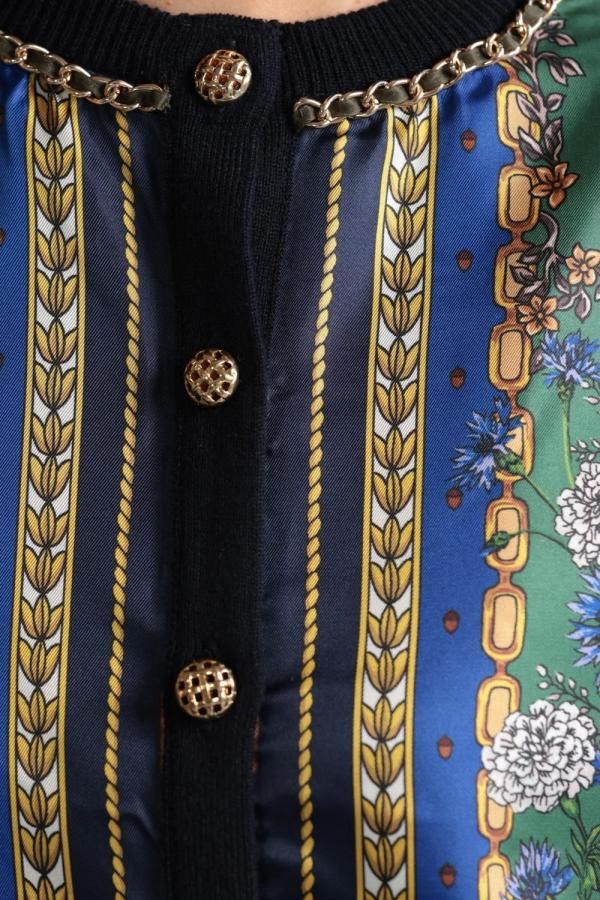 MUVEIL(ミュベール) スカーフ柄カーディガン - YAMAROKU