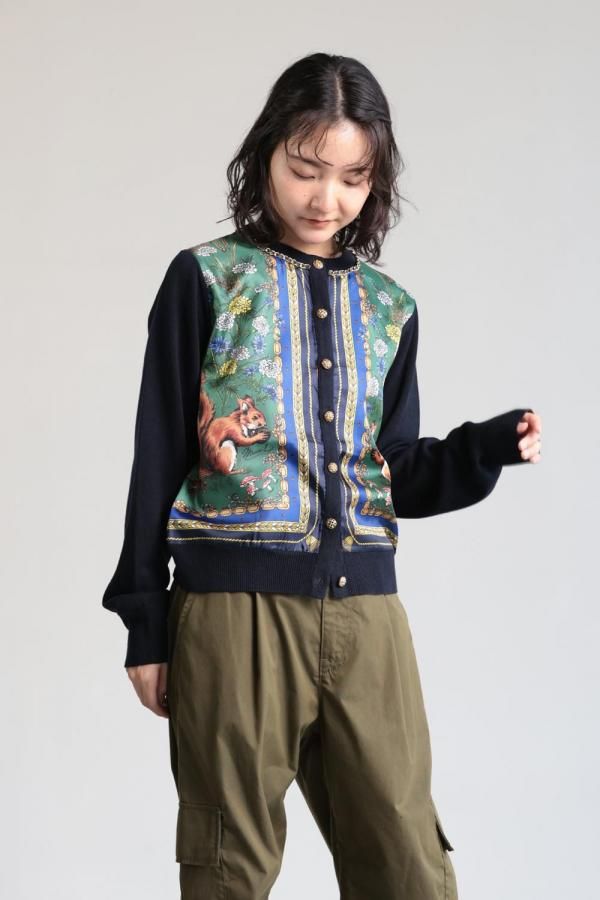 MUVEIL(ミュベール) スカーフ柄カーディガン - YAMAROKU