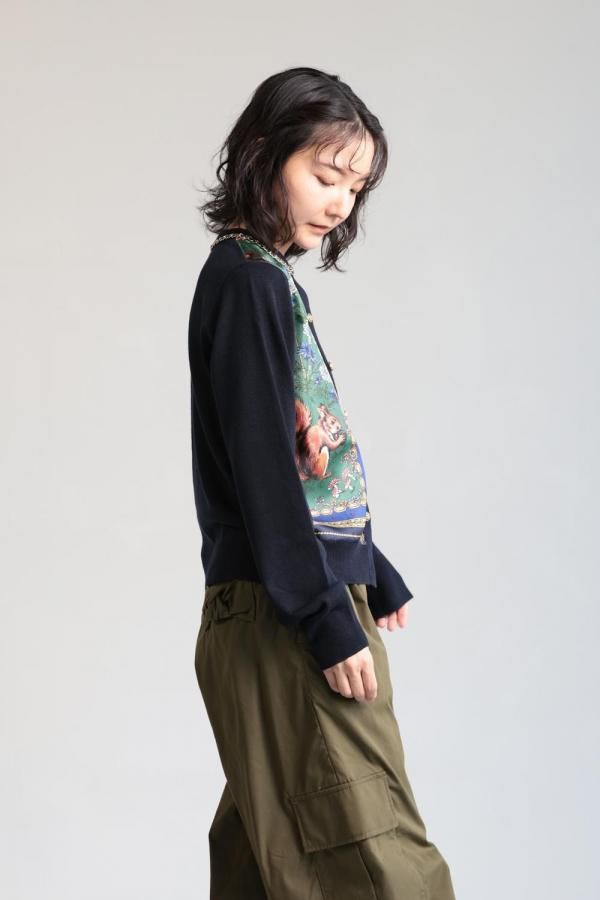 MUVEIL(ミュベール) スカーフ柄カーディガン - YAMAROKU（ヤマロク