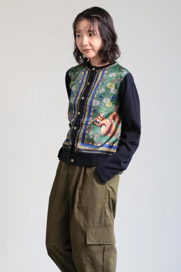 MUVEIL(ミュベール) スカーフ柄カーディガン - YAMAROKU