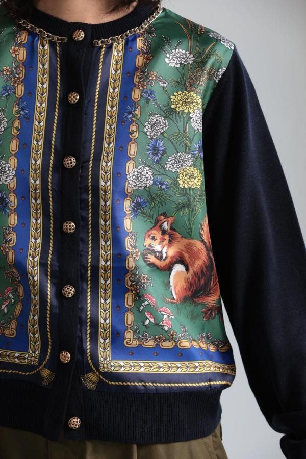 MUVEIL(ミュベール) スカーフ柄カーディガン - YAMAROKU