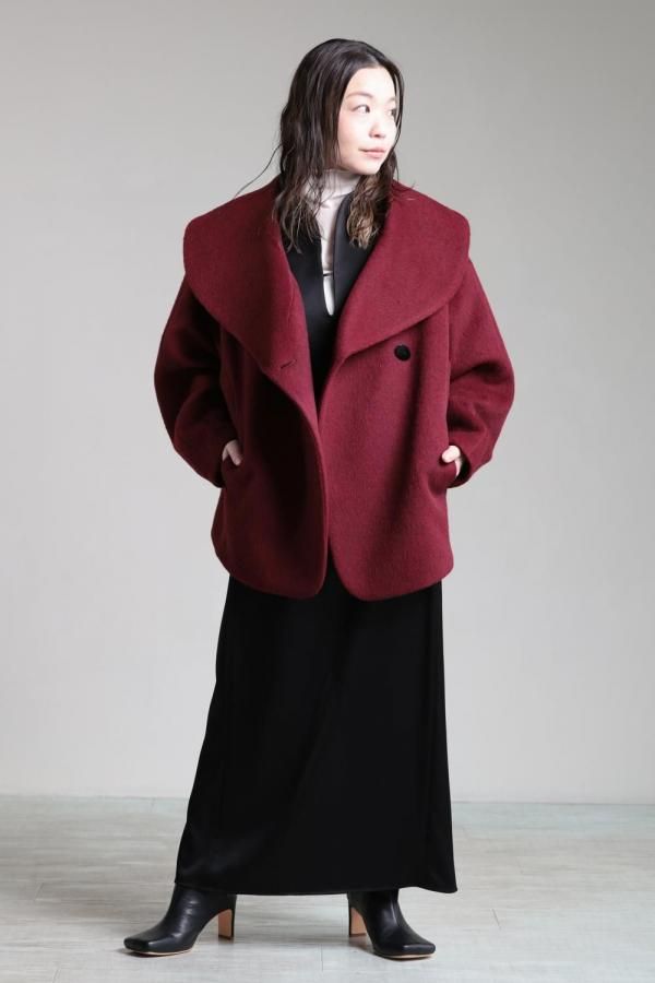 Mame Kurogouchi(マメ) Wool Arupaka Shawl Collar Short Cort