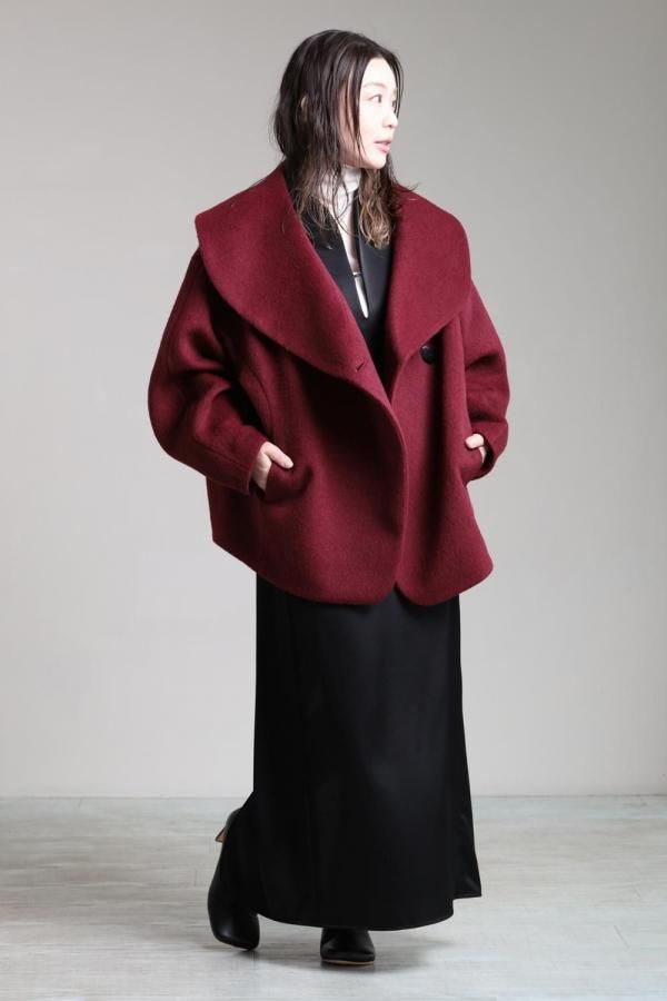 Mame Kurogouchi(マメ) Wool Arupaka Shawl Collar Short Cort