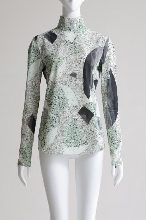 トップス mame Marble Print Jersey High Neck Top Mame Kurogouchi(マメクロゴウチ) MARBLE PRINT JERSEY HIGH